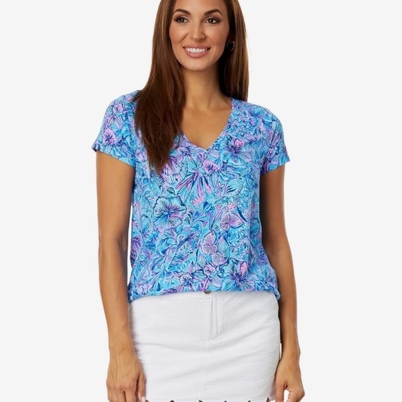 Lilly Pulitzer Meredith tshirt in Breakwater Blue Shells and Bells NWT - Picture 16 of 16